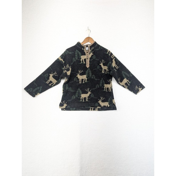 Vintage KITESTRINGS Boys Camo Green Elk Fleece Full Zip Jacket 12/14 - Picture 1 of 8